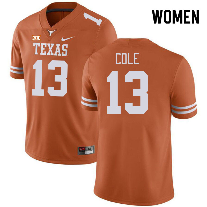 Women #13 Jay'Vion Cole Texas Longhorns College Football Jerseys Stitched-Orange